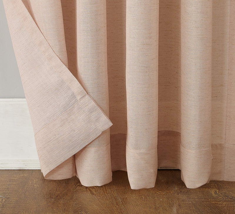 No. 918 Amalfi Linen Blend Textured Semi-Sheer Rod Pocket Curtain Panel, 54" x 63", Blush Pink - Image 3